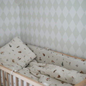Beskow Tomtebobarnen, Påslakanset, spjälsäng, beige