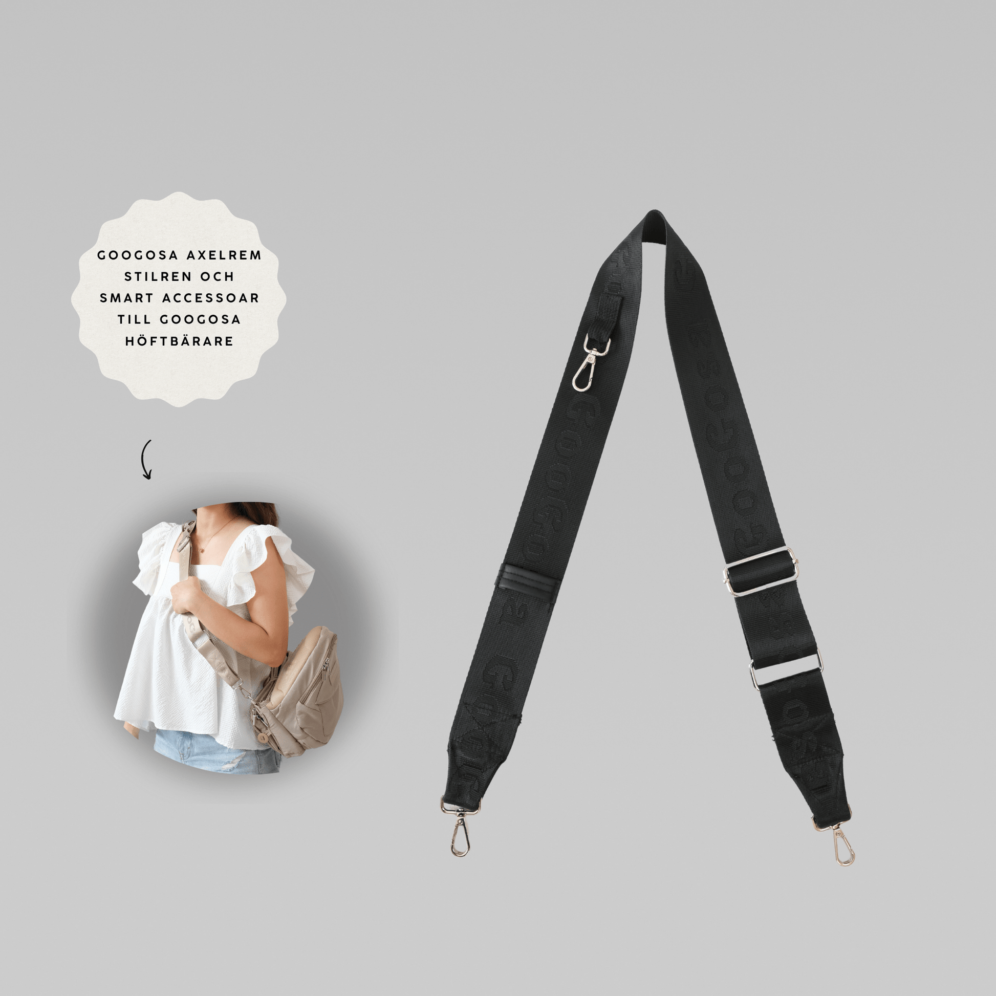 Axelrem GooGosa – Stilren och smart accessoar till din höftbärare eller skötväska